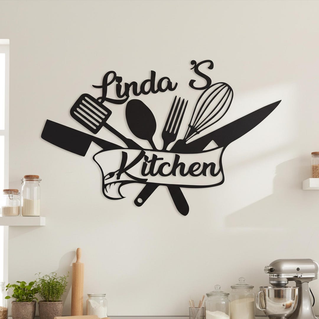 Custom Kitchen Name Metal Sign, Kitchen Wall Decor, Personalized ...