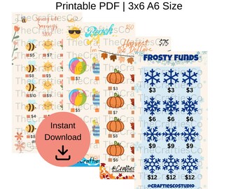 Seasonal Savings Challenge Bundle: Printable A6 Budget Trackers (Digital Download)