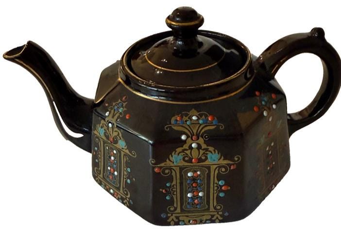 Théière Gibson & Sons Coronia – Noire Motif Surélevé – Angleterre