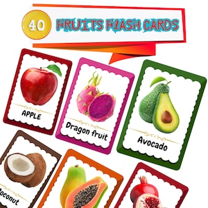 Fruit Flashcards for Toddlers: Montessori Learning Cards (PNG & PDF Digital Download)