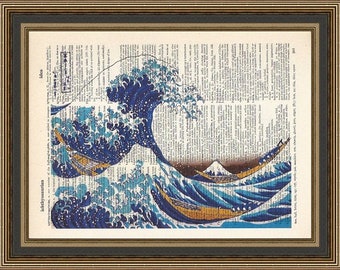 SURFS UP SAMURAI - Great Wave Big Surf Art Print 11x17 by Rob
