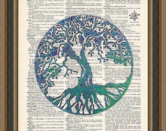 Tree of Life watercolor print, 1st Anniversary, Wedding gift, Spiritual Wall Decor, Yoga poster, Dictionary Art Print, Tree home decor.