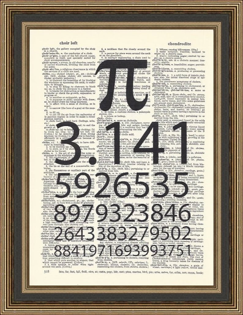 Cursive Pi Math Pi Math Illustration Printed on a Vintage Dictionary Page. Wall Decor ...