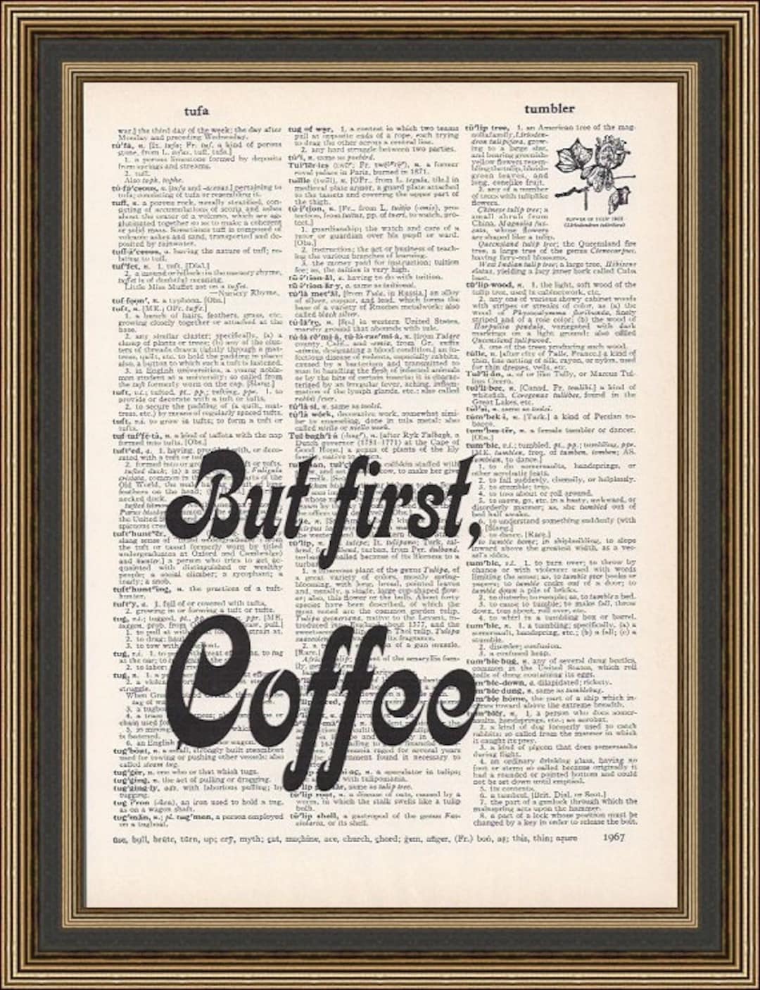 But First Coffee Fun Quote is Printed on a Vintage Dictionary - Etsy