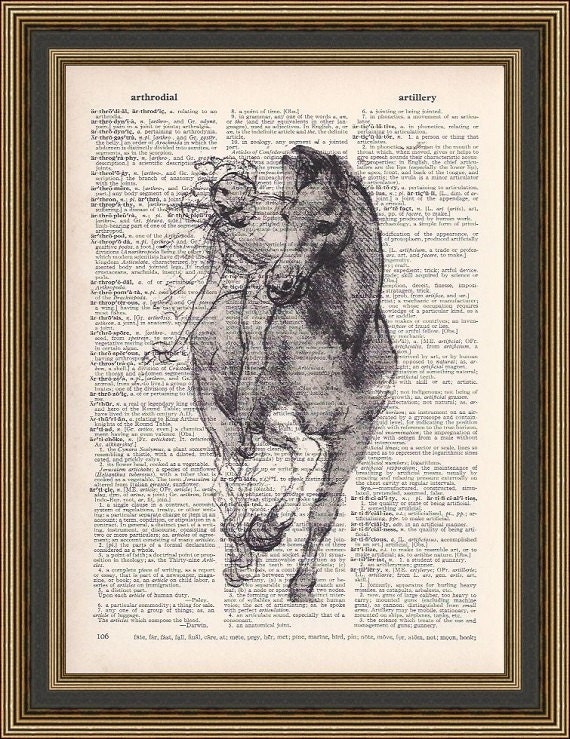 Leonardo Da Vinci Sketch Of A Horse And Rider Is Printed On A Vintage Dictionary Page Horse Print Horse Lovers Art Wall Decor