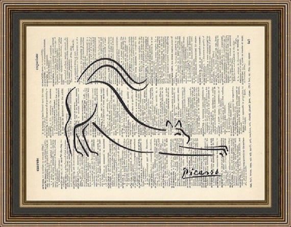Croquis De Chat Picasso Imprime Sur Une Page De Dictionnaire Etsy Croquis De Chat Picasso Imprime Sur Une Page De Dictionnaire Etsy