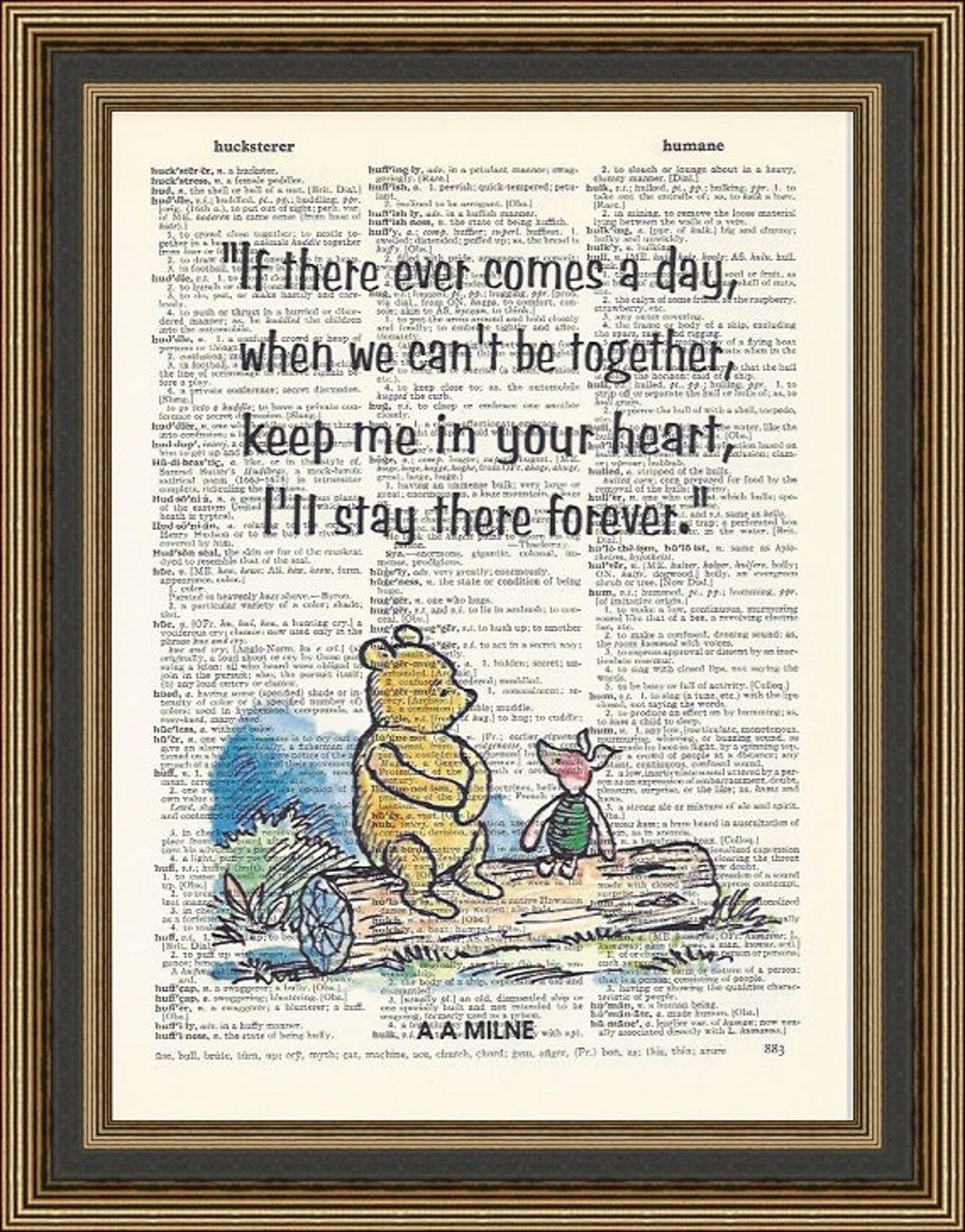 Winnie The Pooh Quote If There Ever Comes A Day Printed On A Vintage Dictionary Page Best