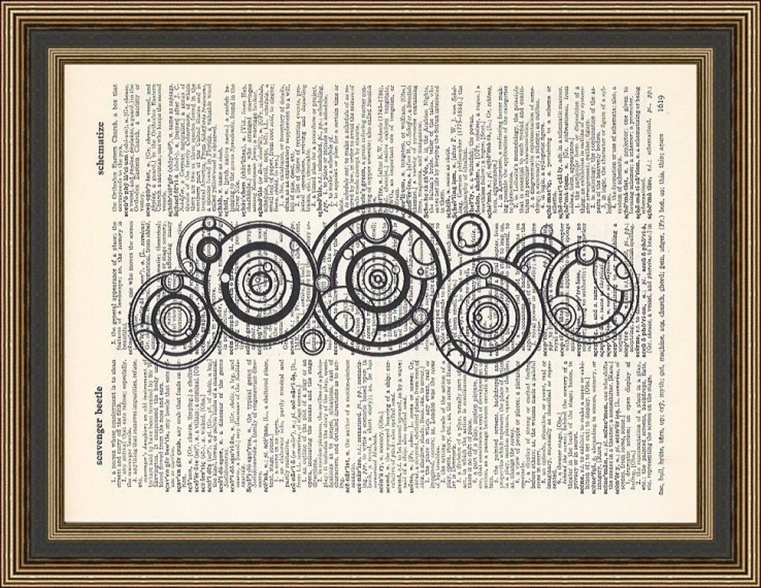 Doctor Who's Name in Gallifreyan Printed on a Vintage Dictionary