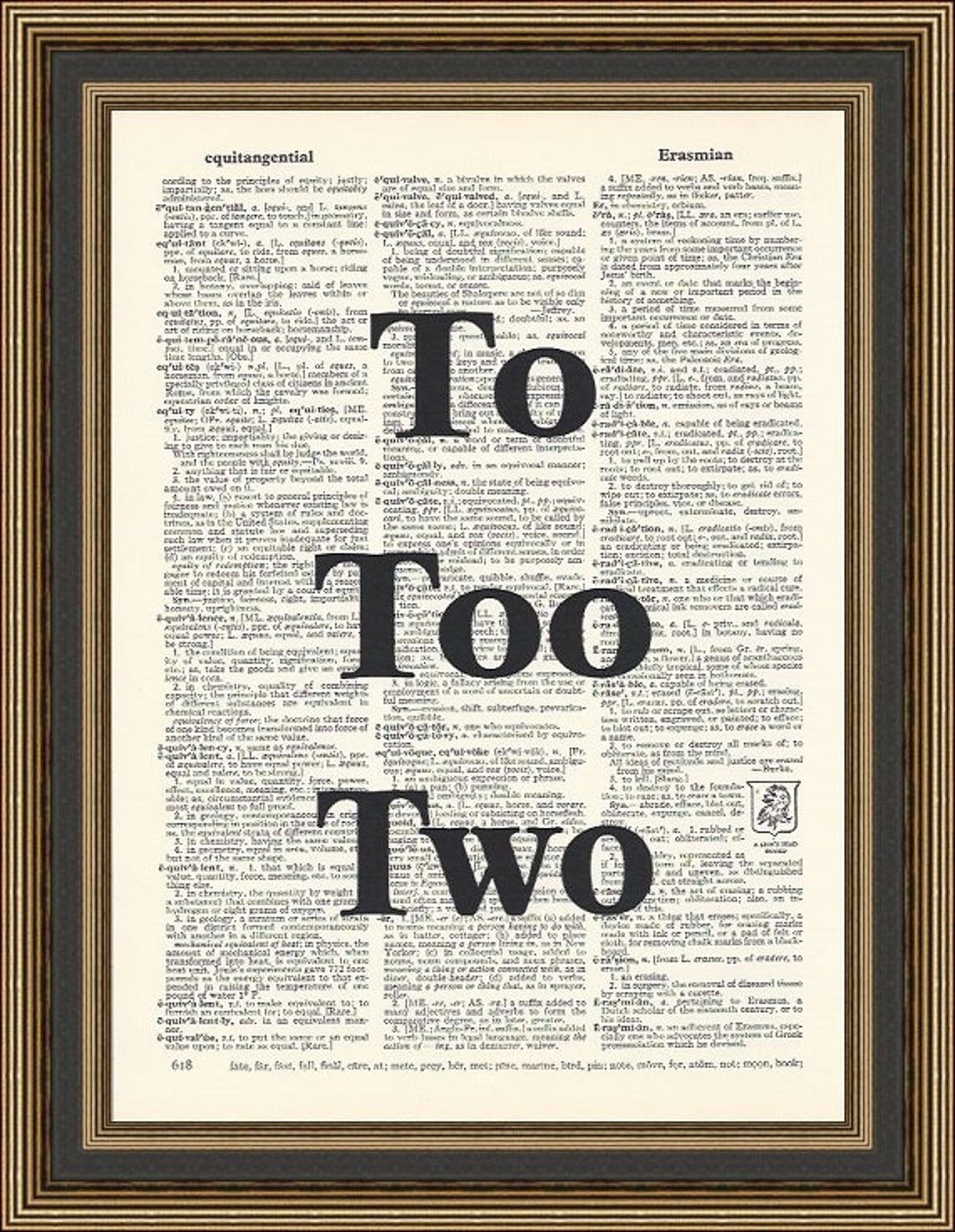 To Too Two Grammar Quote Printed on a Vintage Dictionary Page. Grammar ...