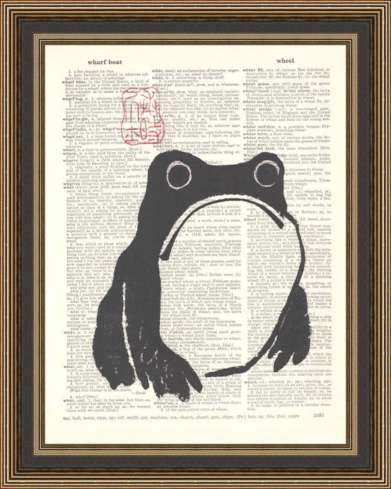 Japanese Frog, Matsumoto Hoji Woodblock Toad Printed on a Book