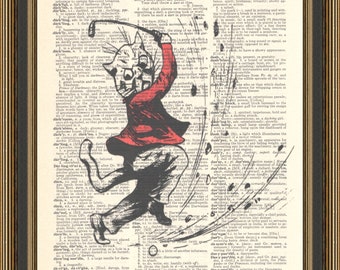 Funny golf print, cat playing golf, golfer's gift, vintage cat illusustration, golf club poster, golf ball wall art.