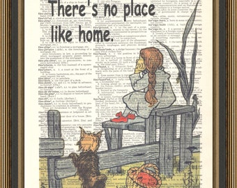 Wizard of Oz, there's no place like home quote, house warming gift, Retro house decor, nursery poster.