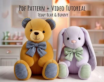 Memory Bear and Bunny Sewing Pattern | Stuffed Animal PDF Tutorial