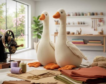 Naaipatroon pluche gans | Afgewerkt speelgoed van 33 cm | Pdf-zelfstudie