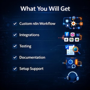 "Standard N8N automation package highlighting multi-platform workflows, error handling, and scheduling."