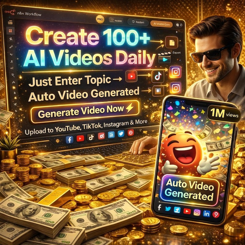 faceless video creation automation example showing AI generated video pipeline from topic input to final content output
