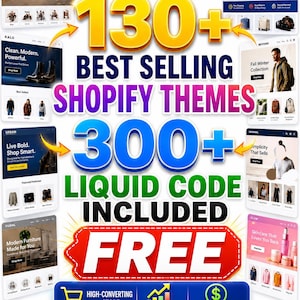 Más de 130 temas de Shopify más vendidos / Descarga instantánea / Diseños de tiendas de alta conversión | Más de 300 códigos Liquid GRATIS