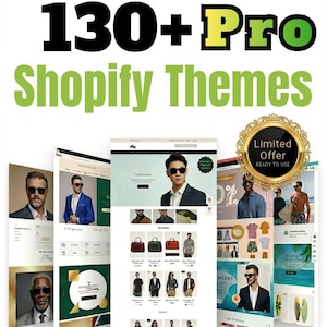 May include: An advertisement for a Shopify theme bundle. The image shows website mockups with different designs. Text includes "130+ Pro Shopify Themes", "Limited Offer", and "Save Time & Money - Launch Your Store Today".