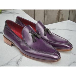 Handgefertigte Lila Herren Loafers - Handbemaltes Leder