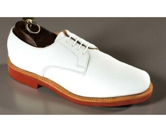 Men’s Handmade White Leather Oxford Dress Shoes