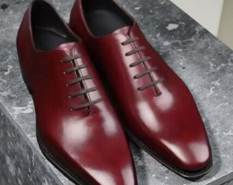 Men’s Handmade Burgundy Oxford Formal Dress Shoes