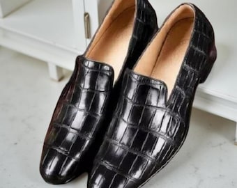 Handmade Black Leather Penny Loafers – Men's Dress Shoes