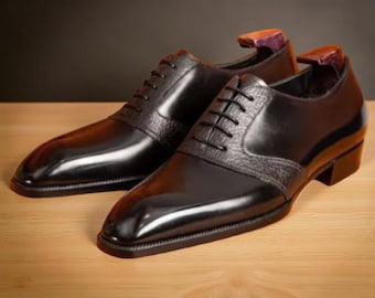 Men’s Handmade Black Leather Oxford – Formal Wingtip Brogues Shoes