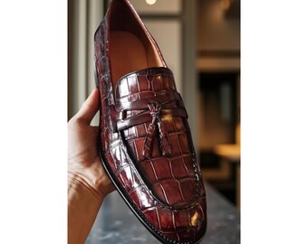 Handmade Men's Brown Leather Bit Loafers