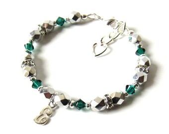 Childrens Jewelry, May Birthstone Bracelet, Girls Initial Bracelet, Kids Jewelry Personalized, Birthstone Jewelry Children, Child Bracelet