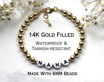 Custom Word or Name Bracelet 14K Gold Filled, Nana Bracelet, Mama Bracelet, Personalized Gift Jewelry for Grandma Mimi Gigi Bracelet Mom