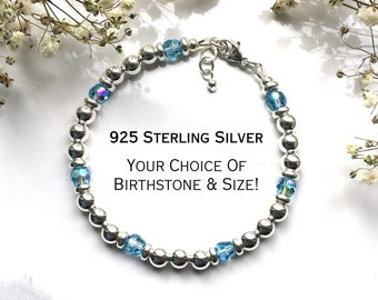 Personalized Birthstone Bracelet For Women, 925 Sterling Silver Birthstone Jewelry, Custom Bracelets for Mom, Bracelet Women Birthstones