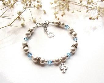 Custom Personalized Birthstone Bracelet For Girls, Sterling Silver Initial Bracelet, Childrens Jewelry, Gift For Girl Bracelet, Kids Jewelry