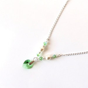 Childrens Peridot Necklace, August Birthstone Necklace for Girls, Crystal Heart Necklace, Kids Jewelry, Gift for Tween Girl, August Birthday