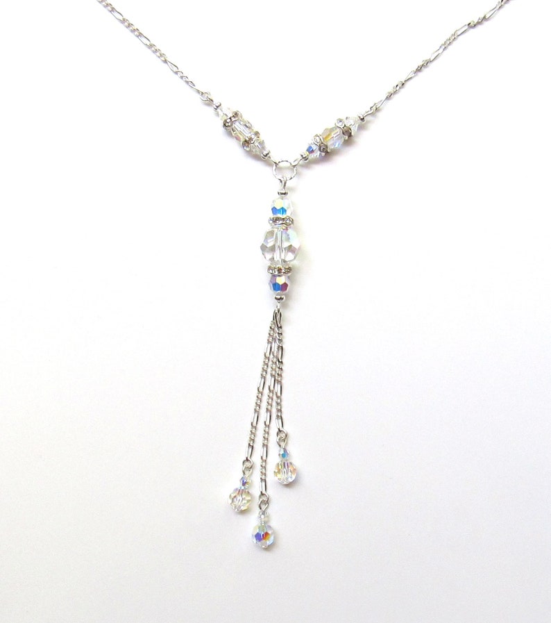 Sterling Silver Y Necklace Bridal Wedding Necklace Lariat Etsy