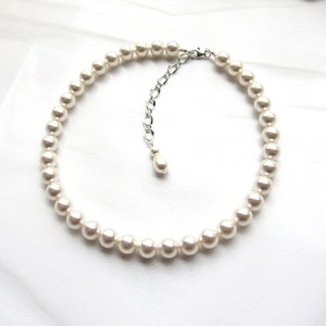 Chunky Pearl Necklace, Large 10MM Pearls, Backdrop Necklace, White Pearl or Ivory Pearl, Big Pearl Choker Necklace One Strand Pearl Necklace image 2