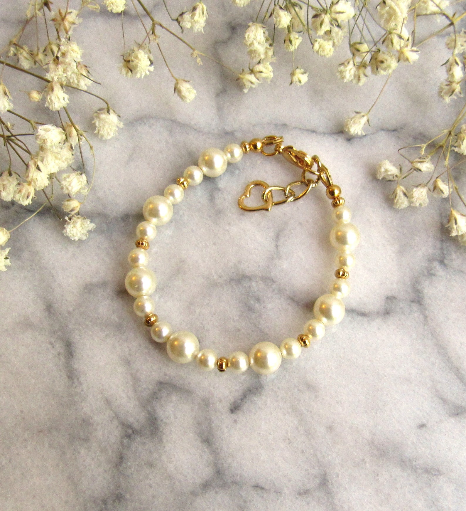 Baby Bracelet Gold Baby Girl Gift Baby Bracelet Pearl Etsy
