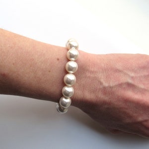 Chunky Pearl Bracelet, Large Pearl Bracelet, 10MM Round White OR Ivory Pearl, Big Pearl Bracelet, Gift for Her, Wedding Jewelry Bridal