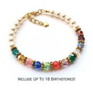 Mothers Bracelet with Up To 18 Birthstones, Family Bracelet, Gift for Grandma Jewelry, Multiple Birthstones, Birthday Gift Mom Grandmother