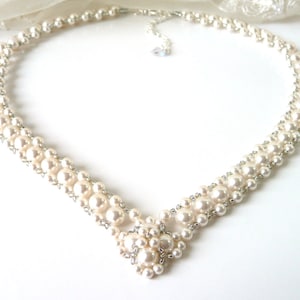Pearl Statement Necklace, Beaded Necklace, Gift for Her, Gift for Wife, Wedding Necklace, Wedding Jewelry, Bridal Necklace, Bridal Jewelry