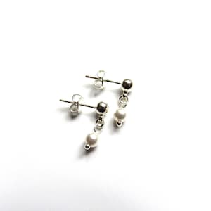 Tiny Pearl Earrings, Drop Earrings, Dangle Earrings, Childrens Jewelry, Flower Girl Earrings, Little Girl Earrings, Peal Drop Stud Earrings
