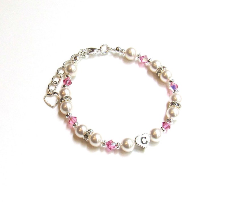 Little Girl Jewelry Personalized Birthstone Initial Charm Etsy