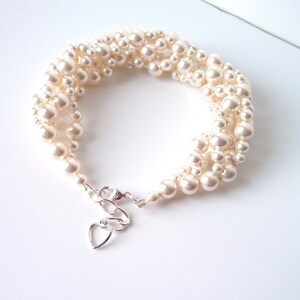 Multi Strand Pearl Bracelet, White or Ivory Pearl, Wedding Jewelry ...