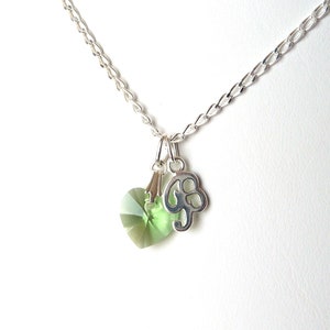 August Birthstone Necklace Sterling Silver Initial, Personalized Girls Jewelry, August Birthday Gift for Her, Peridot Jewelry for Kids