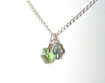 August Birthstone Necklace Sterling Silver Initial, Personalized Girls Jewelry, August Birthday Gift for Her, Peridot Jewelry for Kids