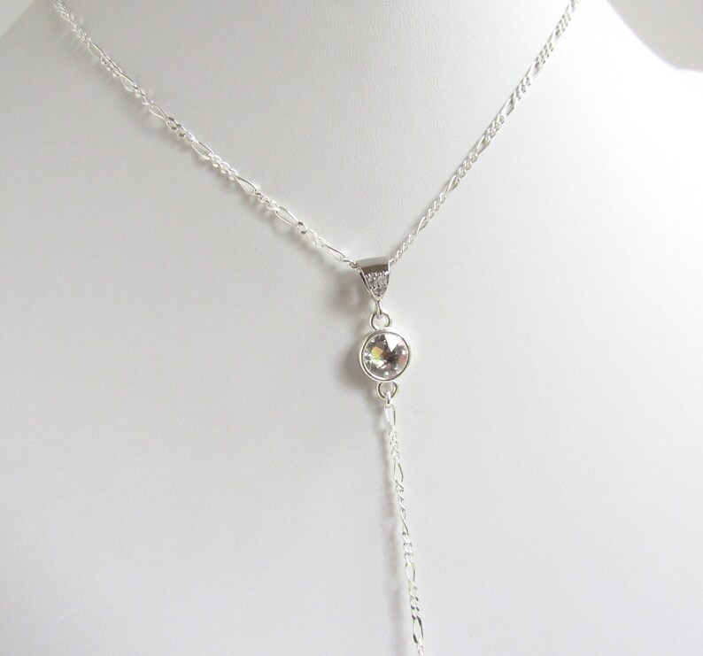 Y Drop Necklace Lariat Necklace Crystal with Pearl Drop Lariat Necklace Wedding Lariat Necklace Chain Y Necklace Silver Lariat Necklace
