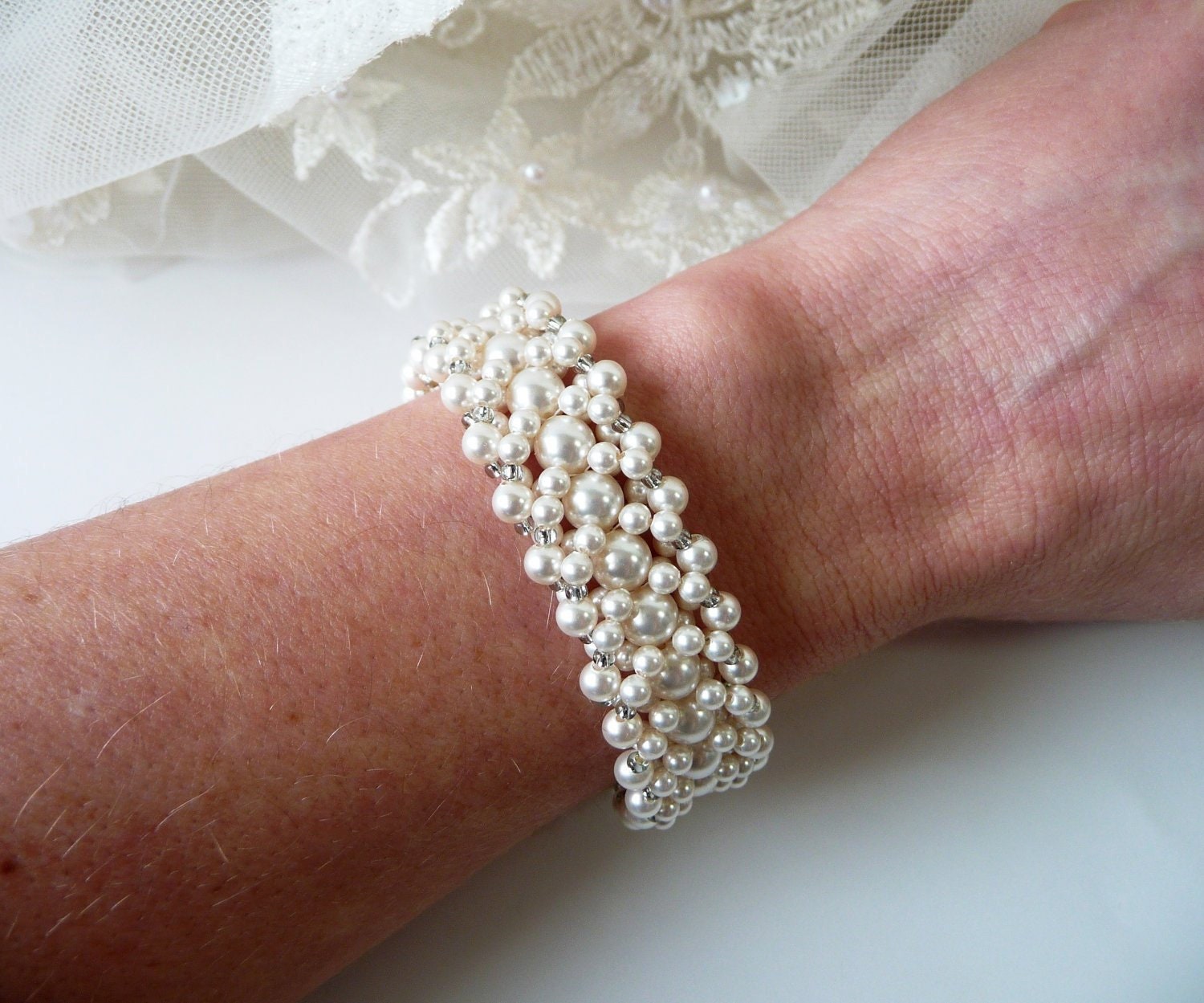 Pearl cuff shop bracelet bridal