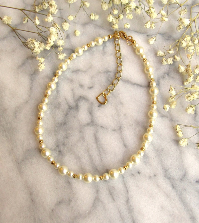 Flower Girl Jewelry Set Pearl, Flower Girl Necklace & Bracelet, Flower Girl Necklace Gold, Flower Girl Bracelet Gold, Flower Girl Gift image 3