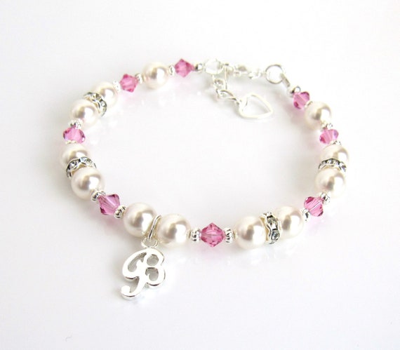 Personalized Birthstone Initial Charm Bracelet, Little Girls Jewelry, Childrens Jewelry, Kids Jewelry, Gift for Girls Age 2 3 4 5 6 7 8 9 10