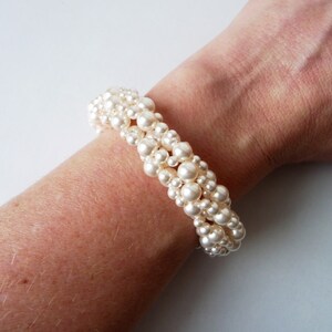 Multi Strand Pearl Bracelet, White or Ivory Pearl, Wedding Jewelry ...