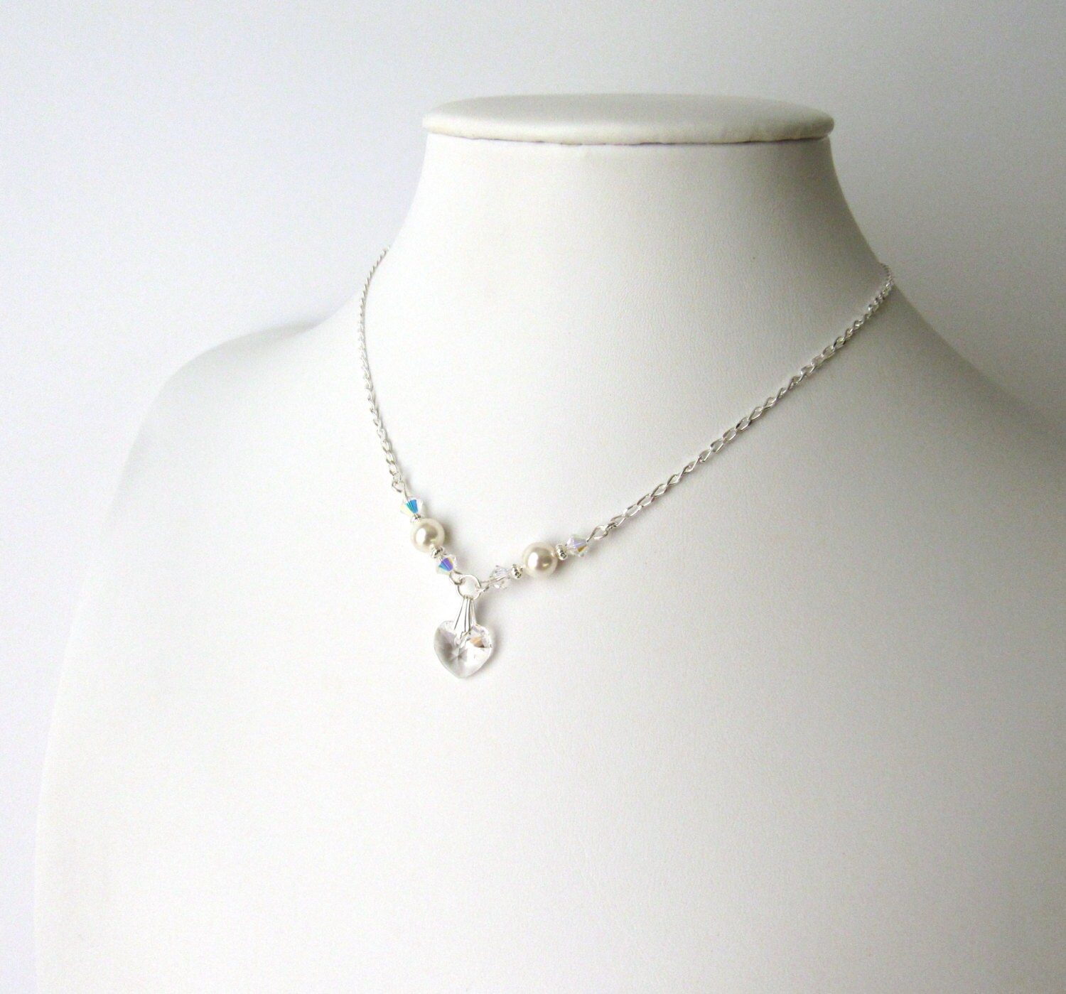 Flower Girl Crystal Necklace Crystal Heart Necklace Flower Etsy